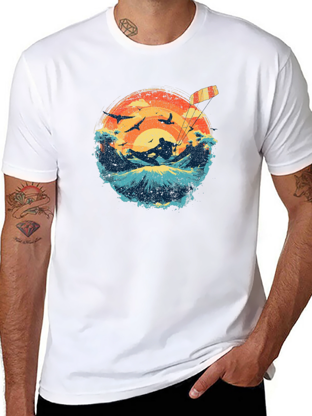 Kitesurfing Sunset Graphic Tee - Black