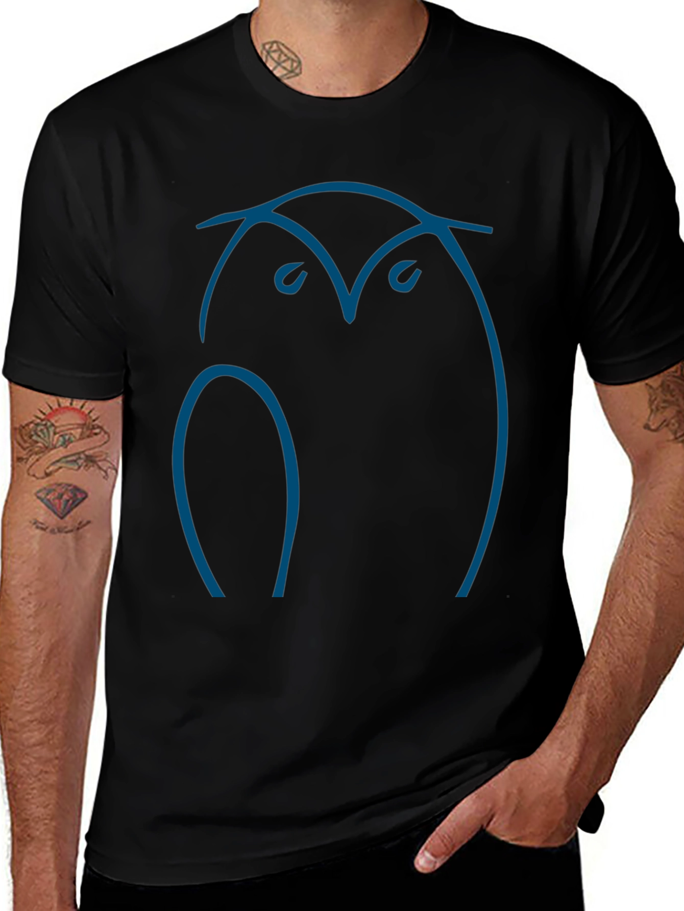 Minimalist Owl Graphic Tee - Soft Cotton Black T-Shirt