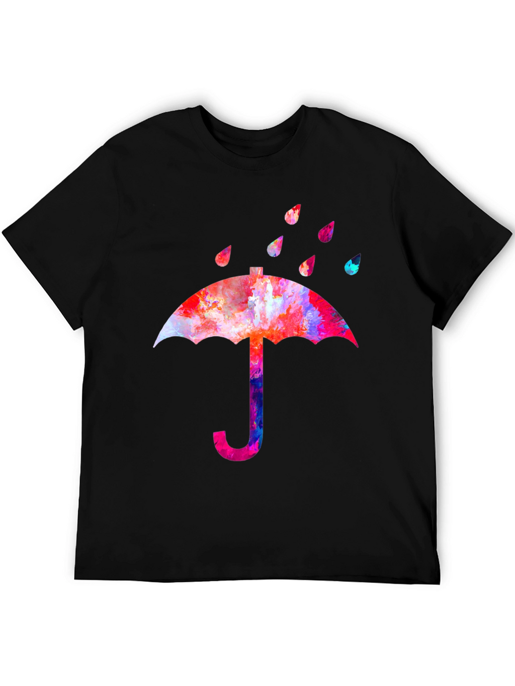 Watercolor Umbrella Black T-Shirt