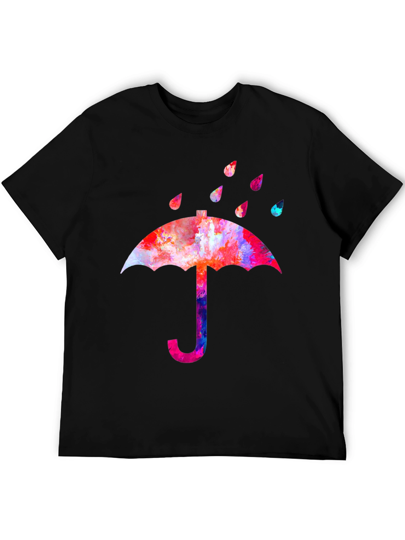 Watercolor Umbrella Black T-Shirt