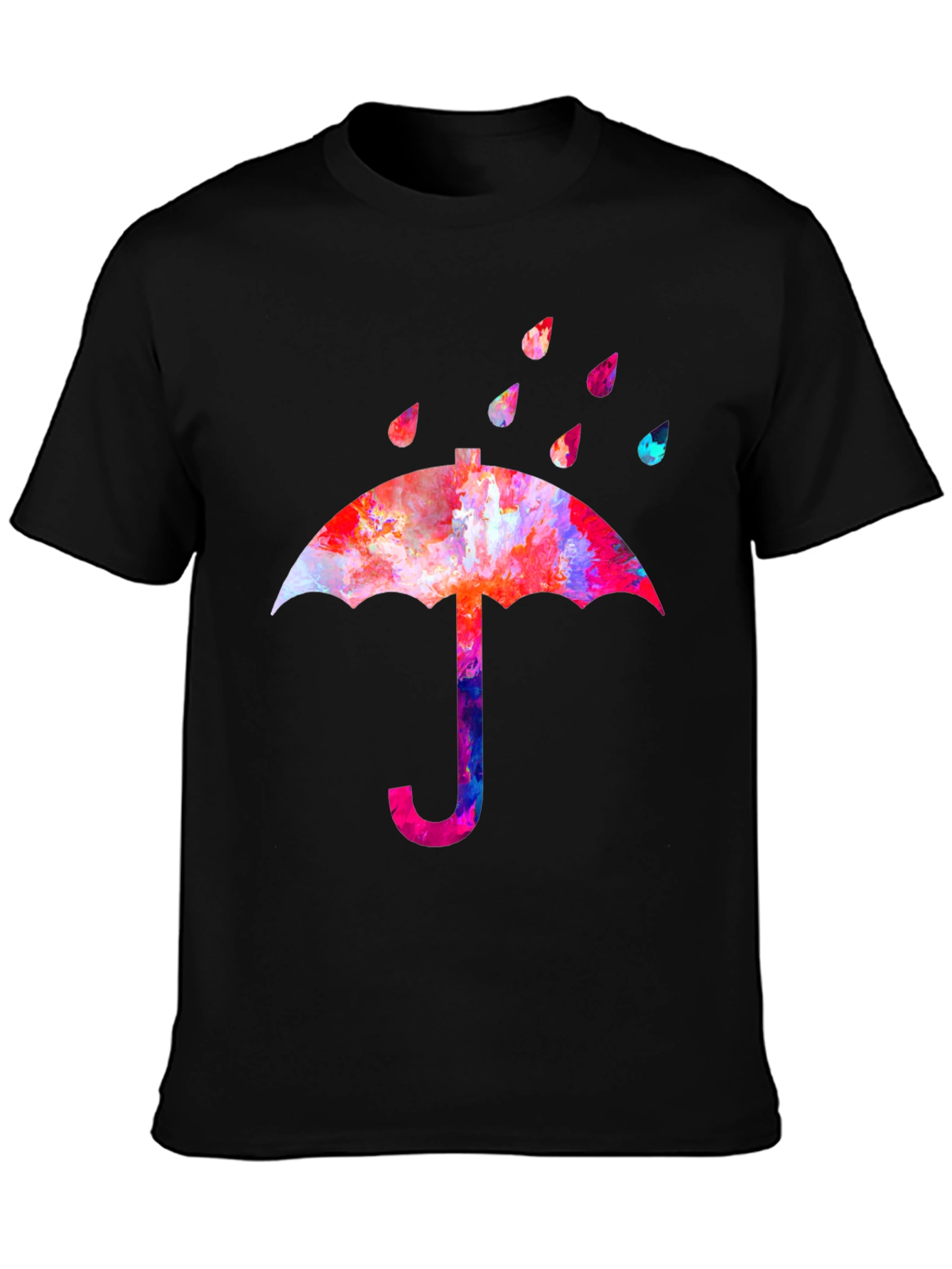 Watercolor Umbrella Black T-Shirt