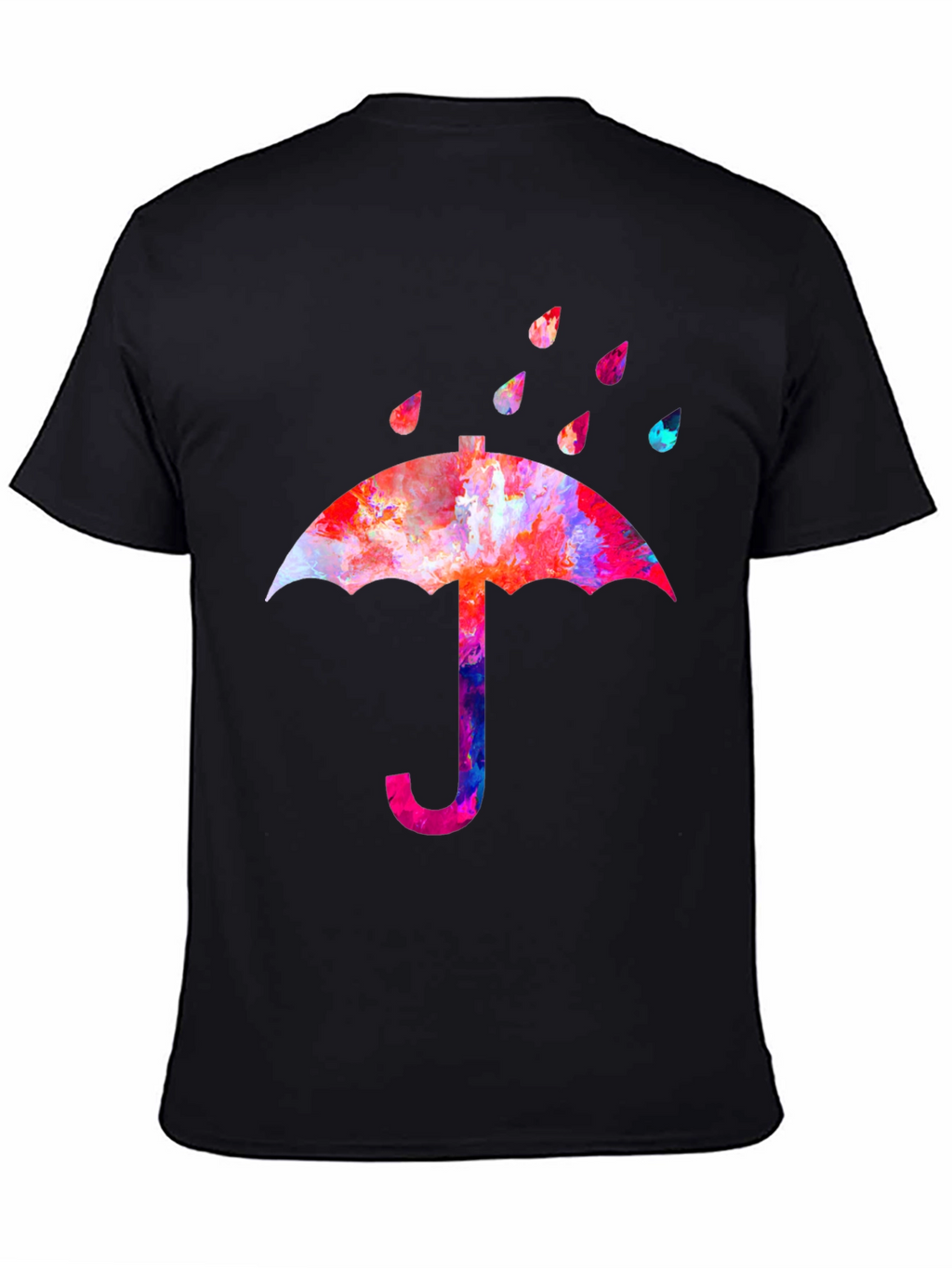 Watercolor Umbrella Black T-Shirt