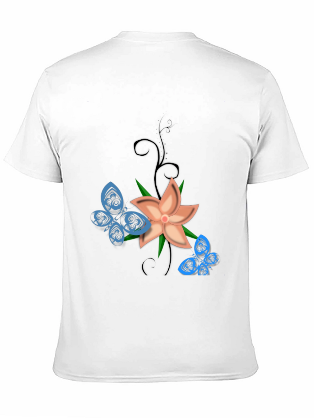 Floral Butterfly Graphic Tee - Black