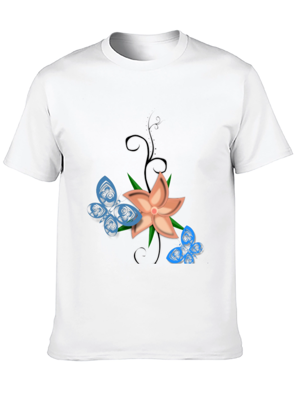 Floral Butterfly Graphic Tee - Black