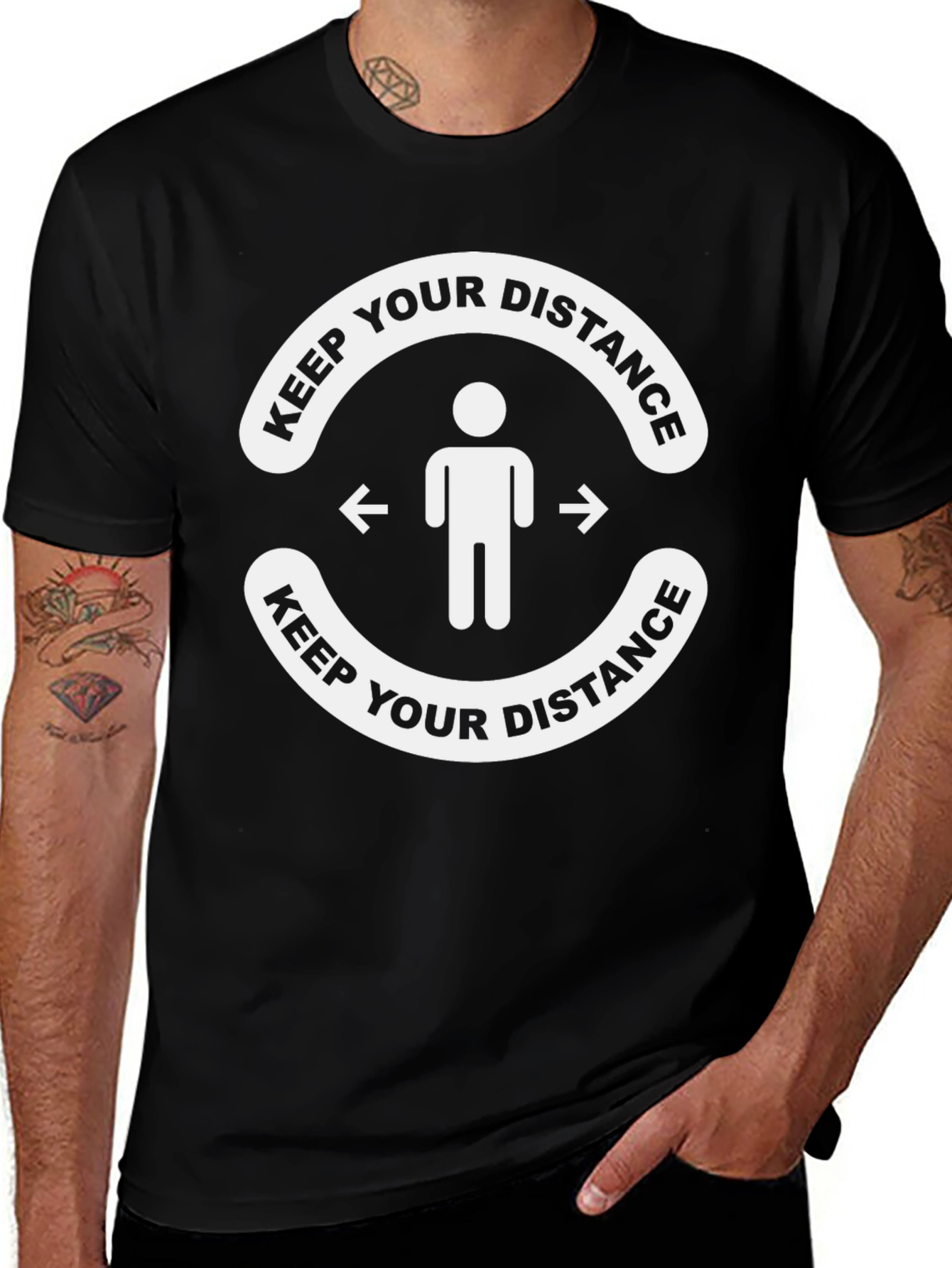 Keep Your Distance Graphic Tee - Black