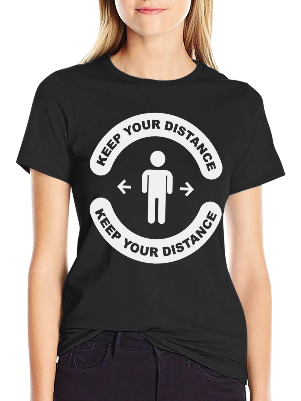 Keep Your Distance Graphic Tee - Black