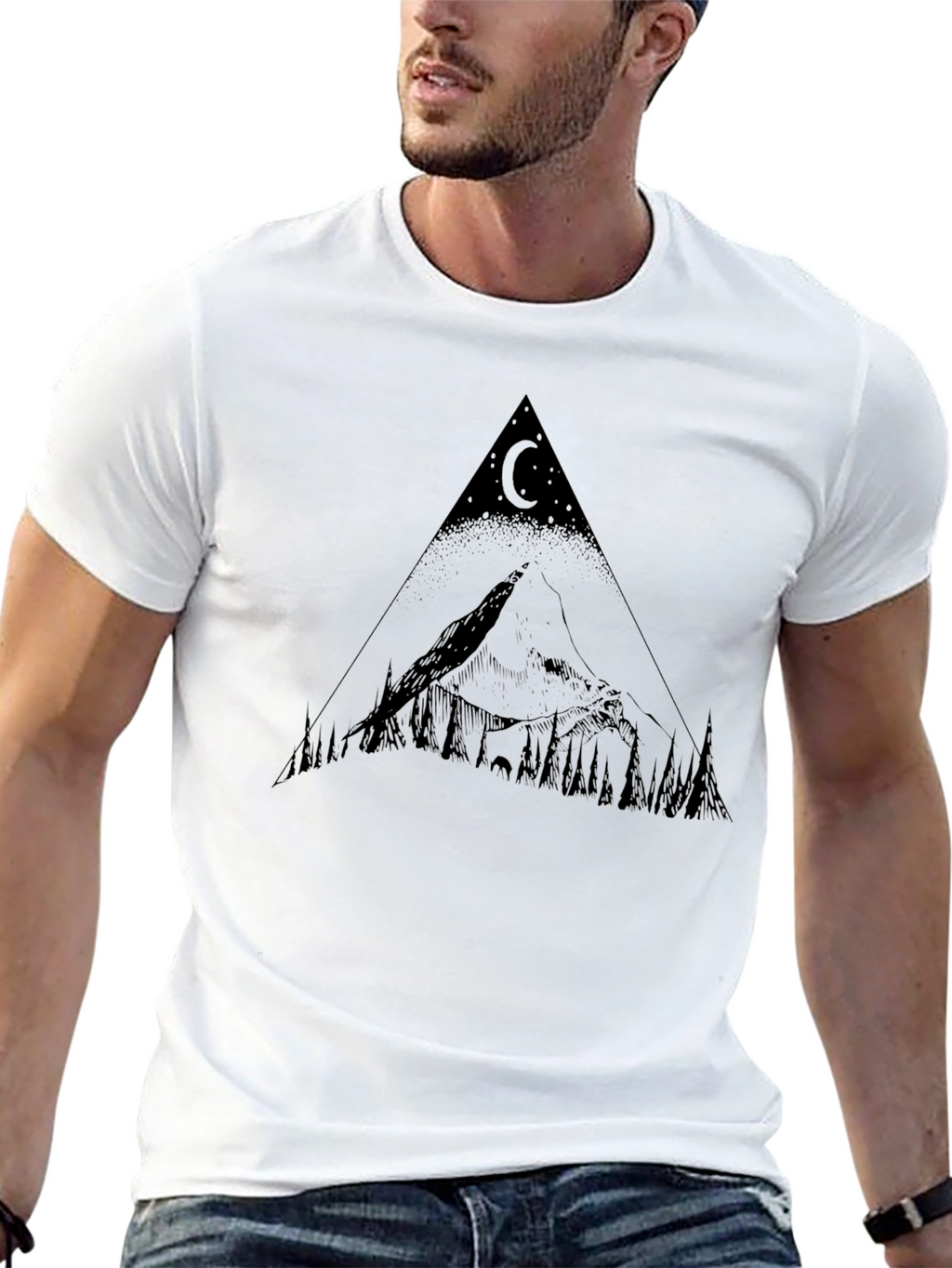 Mountain Moon Graphic Tee - Black