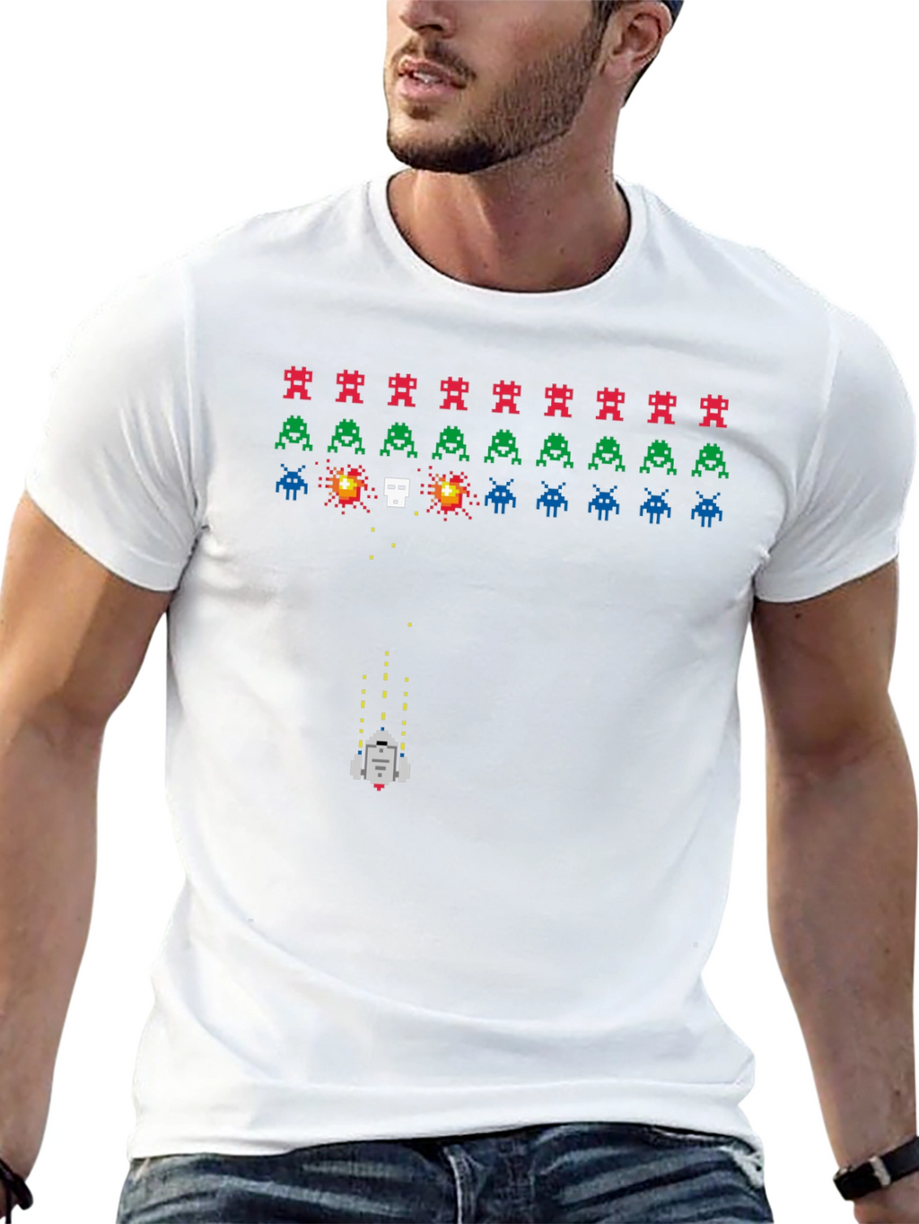 Retro Game T-Shirt: Pixelated Alien Invasion