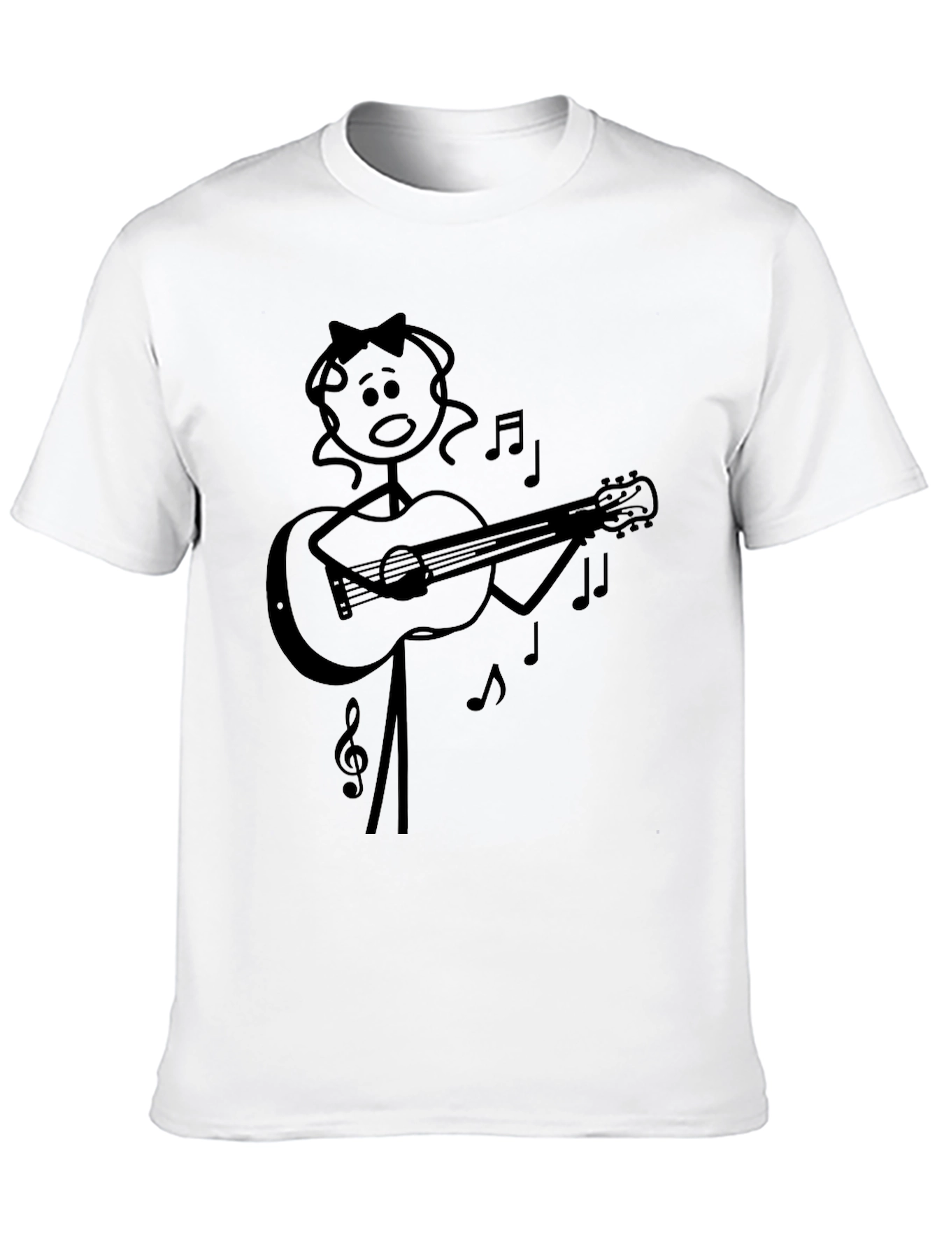 Stick Figure Guitarist Black T-Shirt