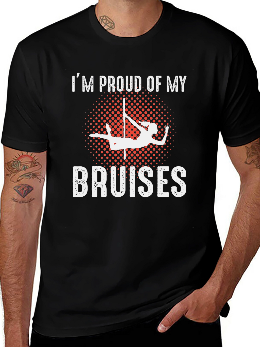 Proud of My Bruises Pole Dancing Black T-Shirt