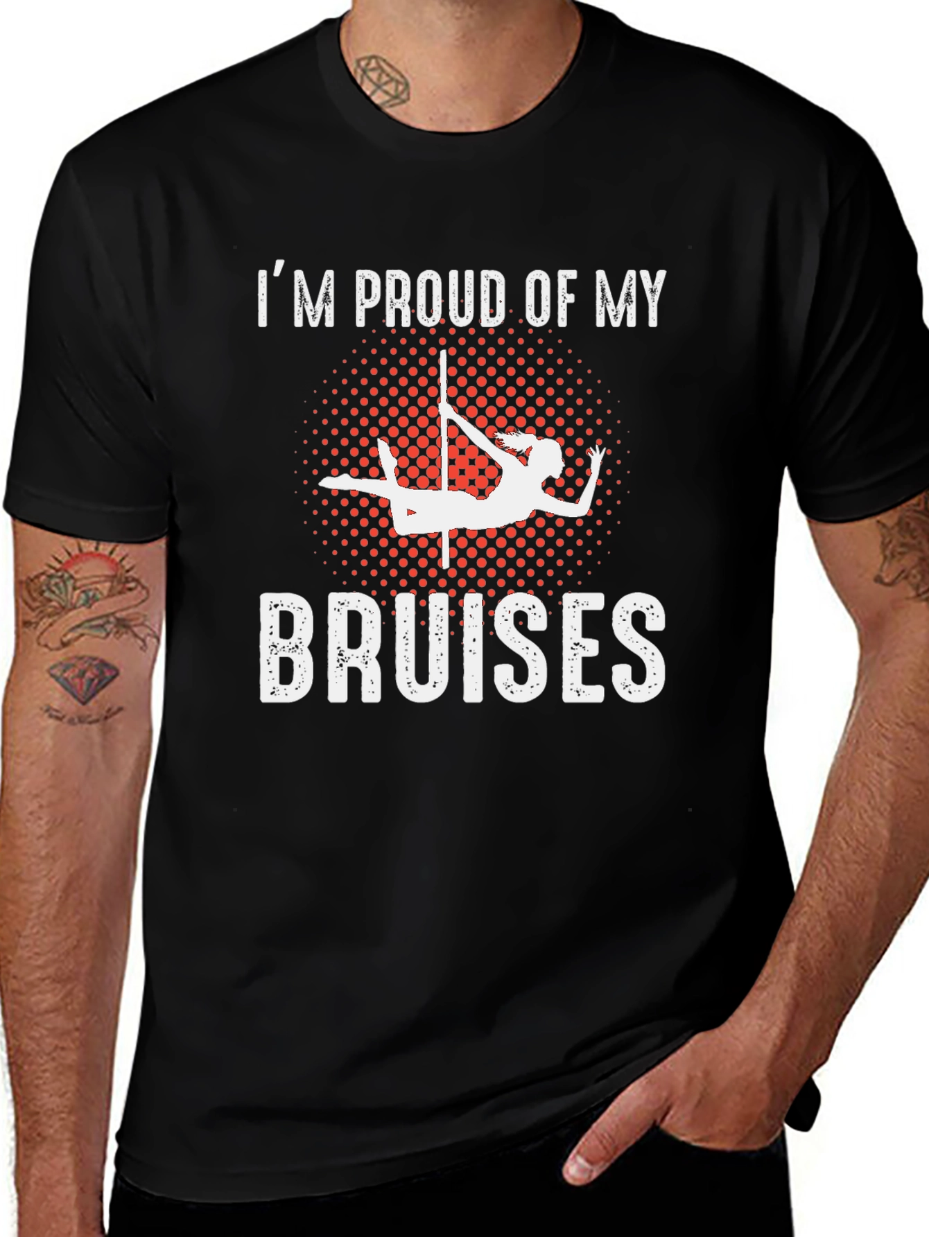 Proud of My Bruises Pole Dancing Black T-Shirt
