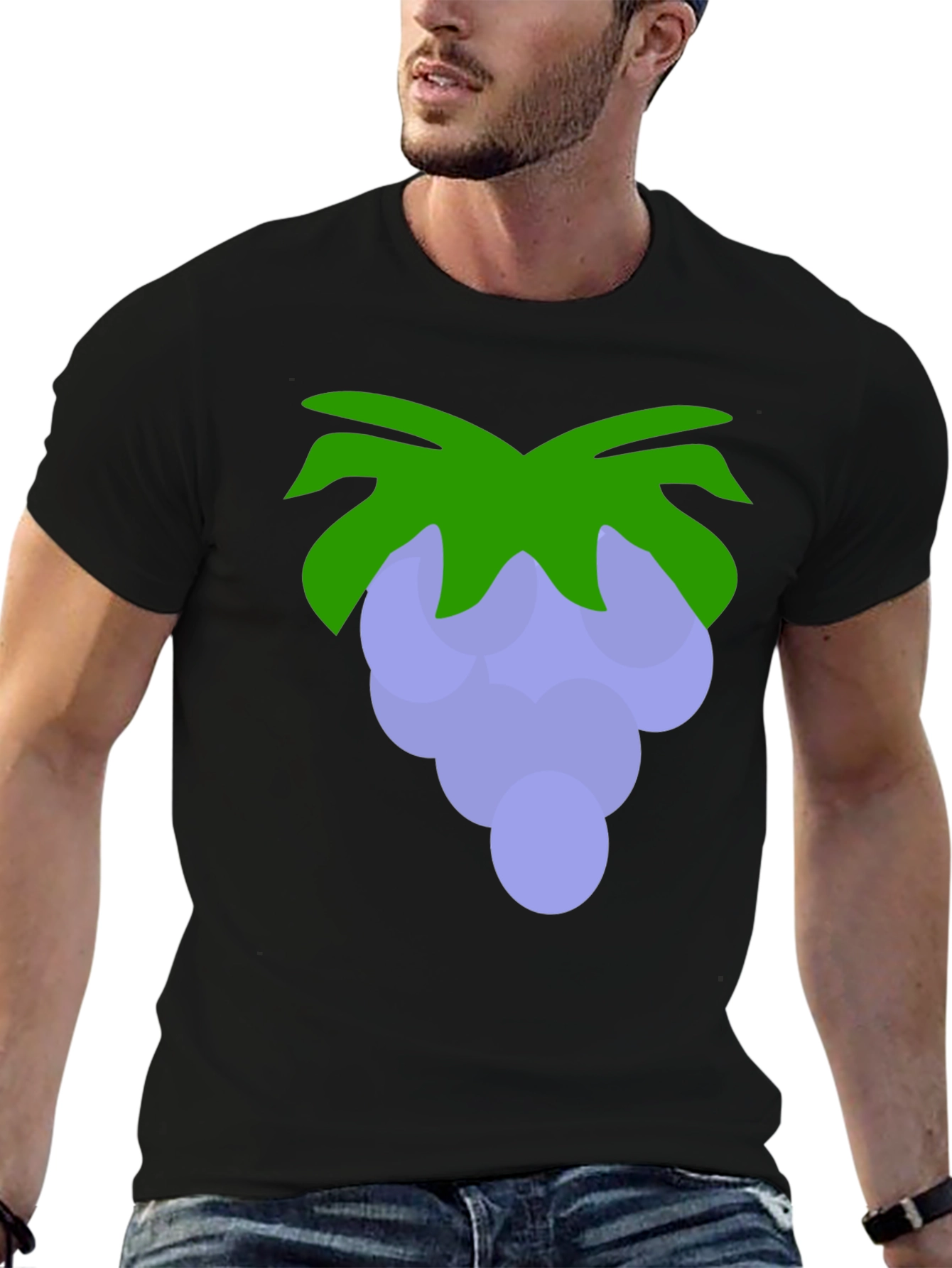 Grape Graphic Print T-Shirt - Black Cotton Tee