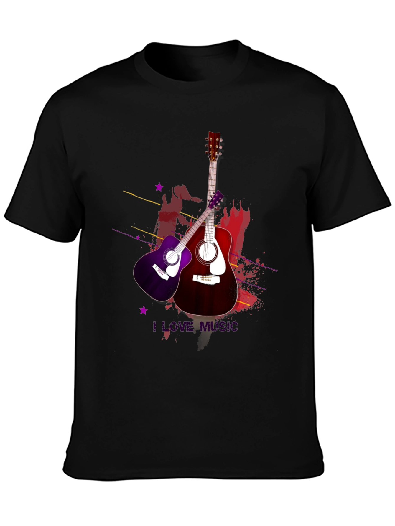 I Love Music Guitar T-Shirt