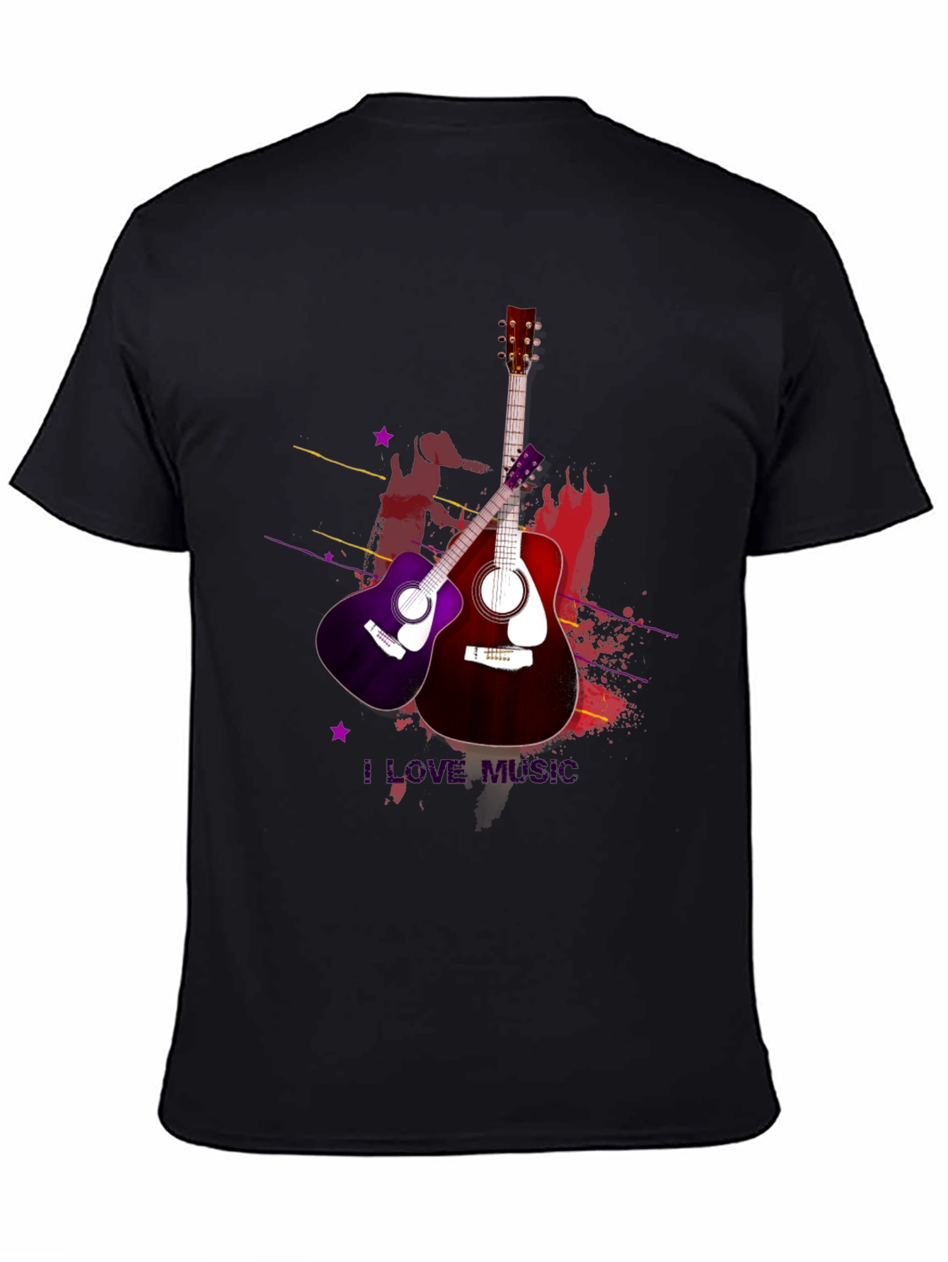 I Love Music Guitar T-Shirt