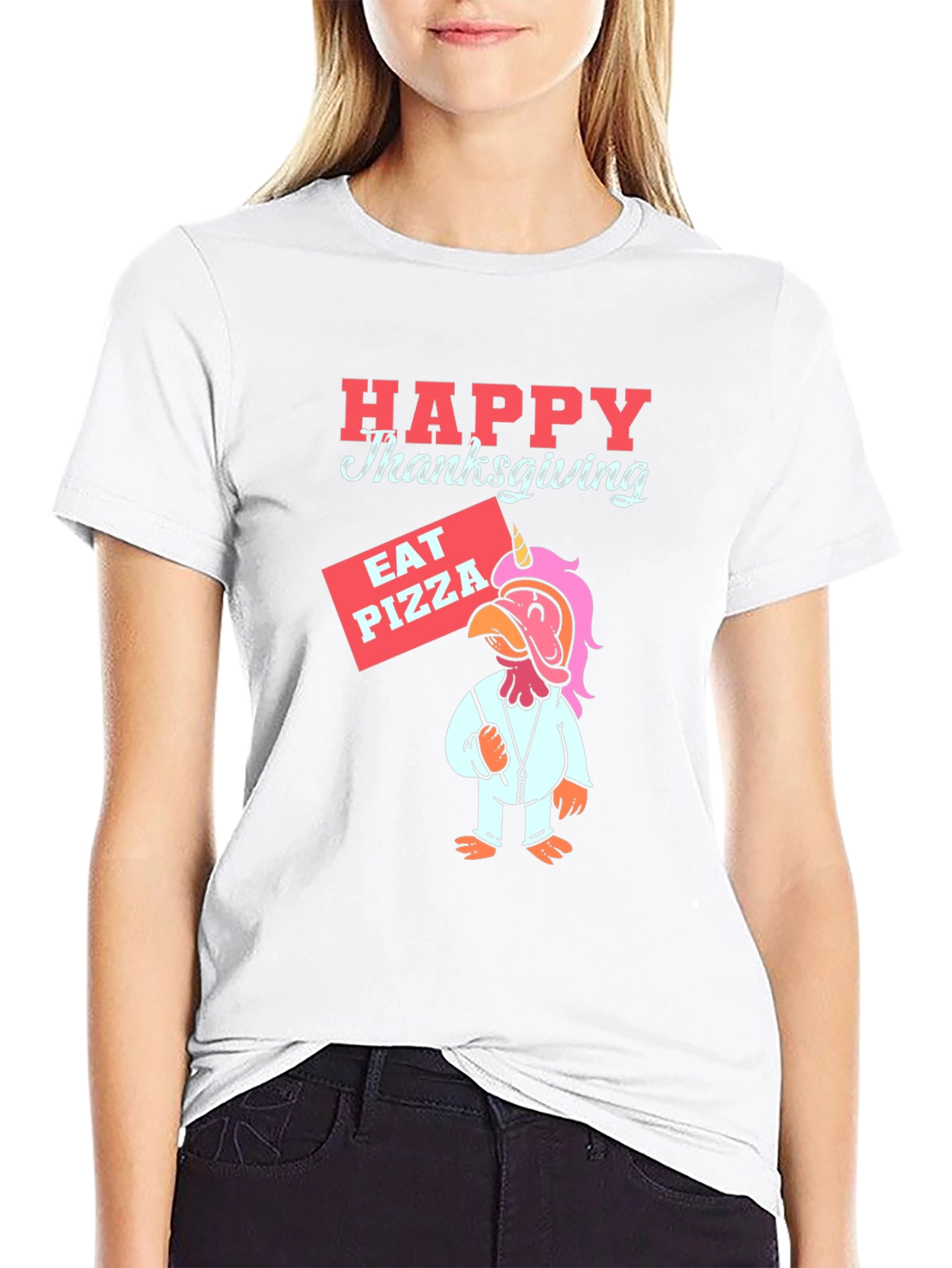 Happy Thanksgiving Pizza Turkey Unicorn T-Shirt
