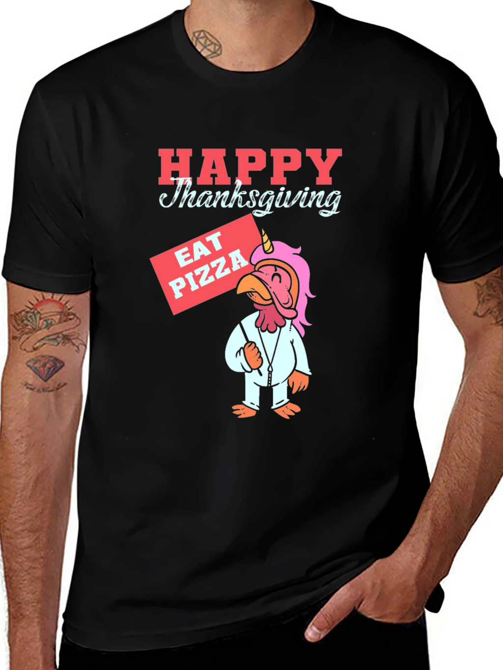 Happy Thanksgiving Pizza Turkey Unicorn T-Shirt