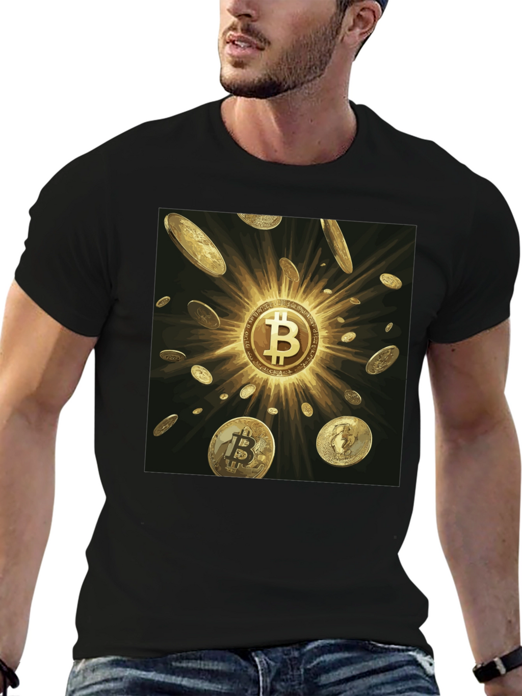 Bitcoin Golden Coins Black Tee