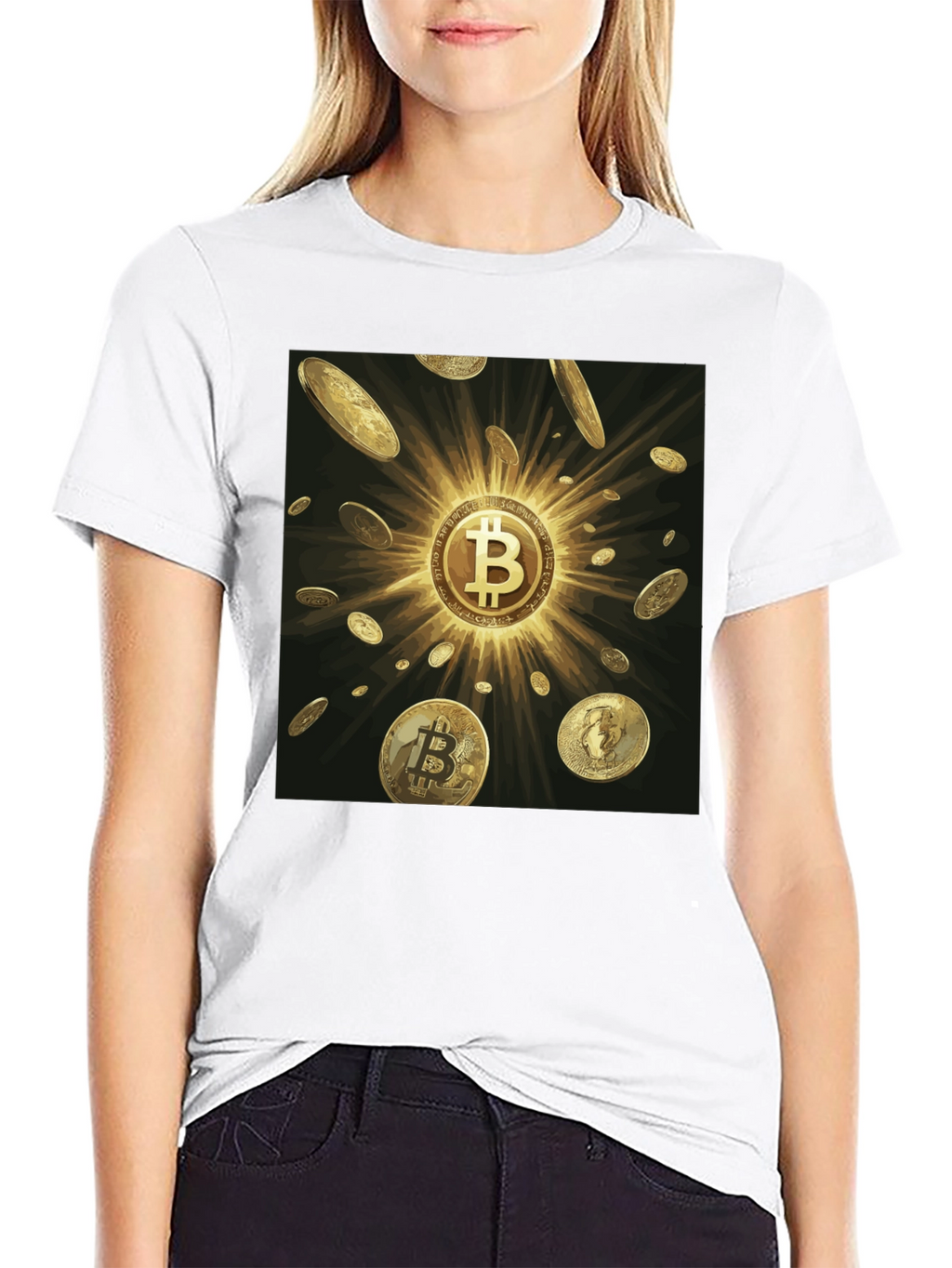 Bitcoin Golden Coins Black Tee