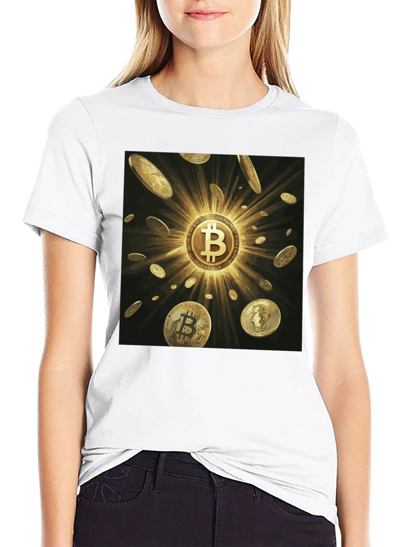 Bitcoin Golden Coins Black Tee