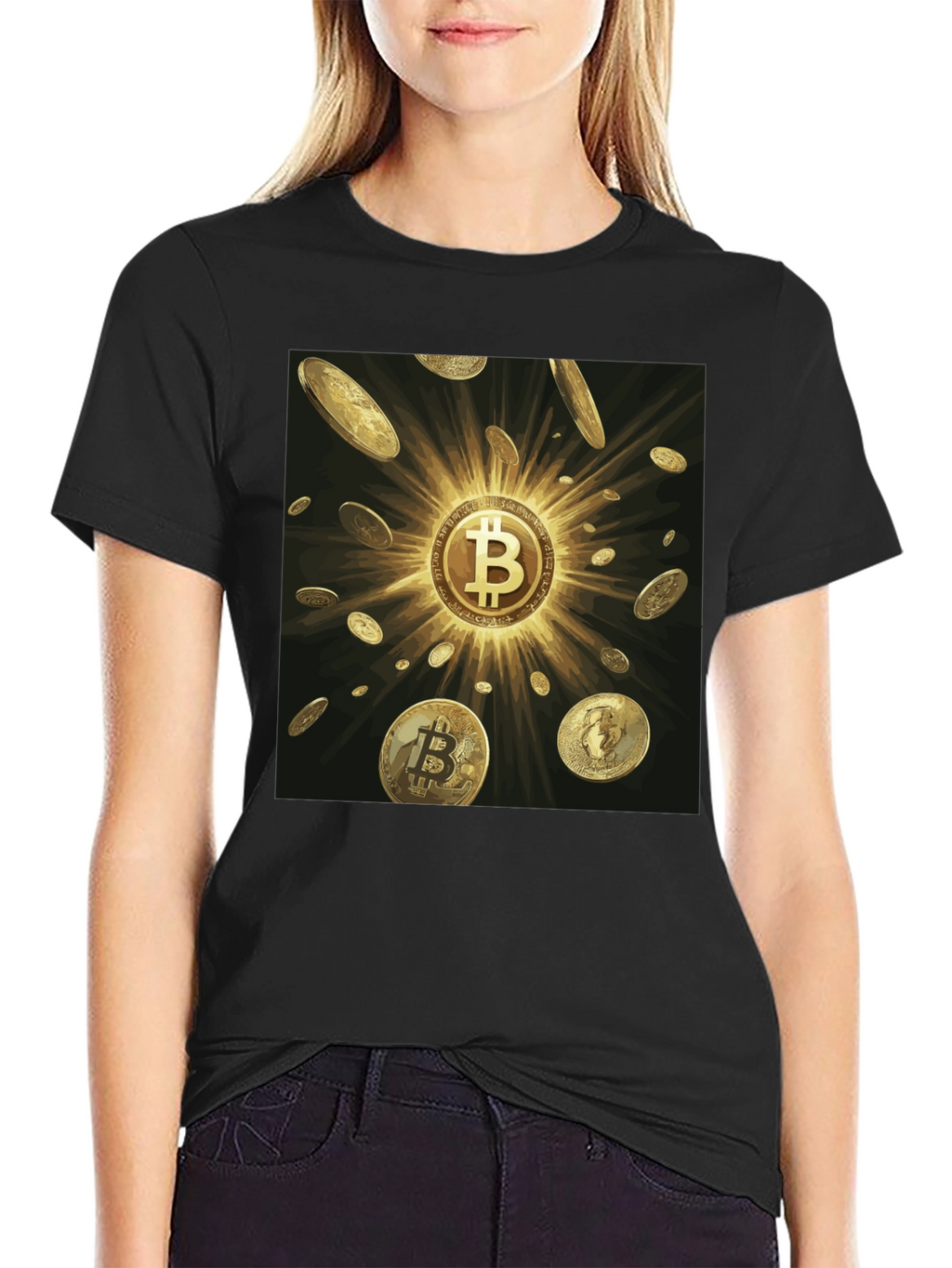 Bitcoin Golden Coins Black Tee