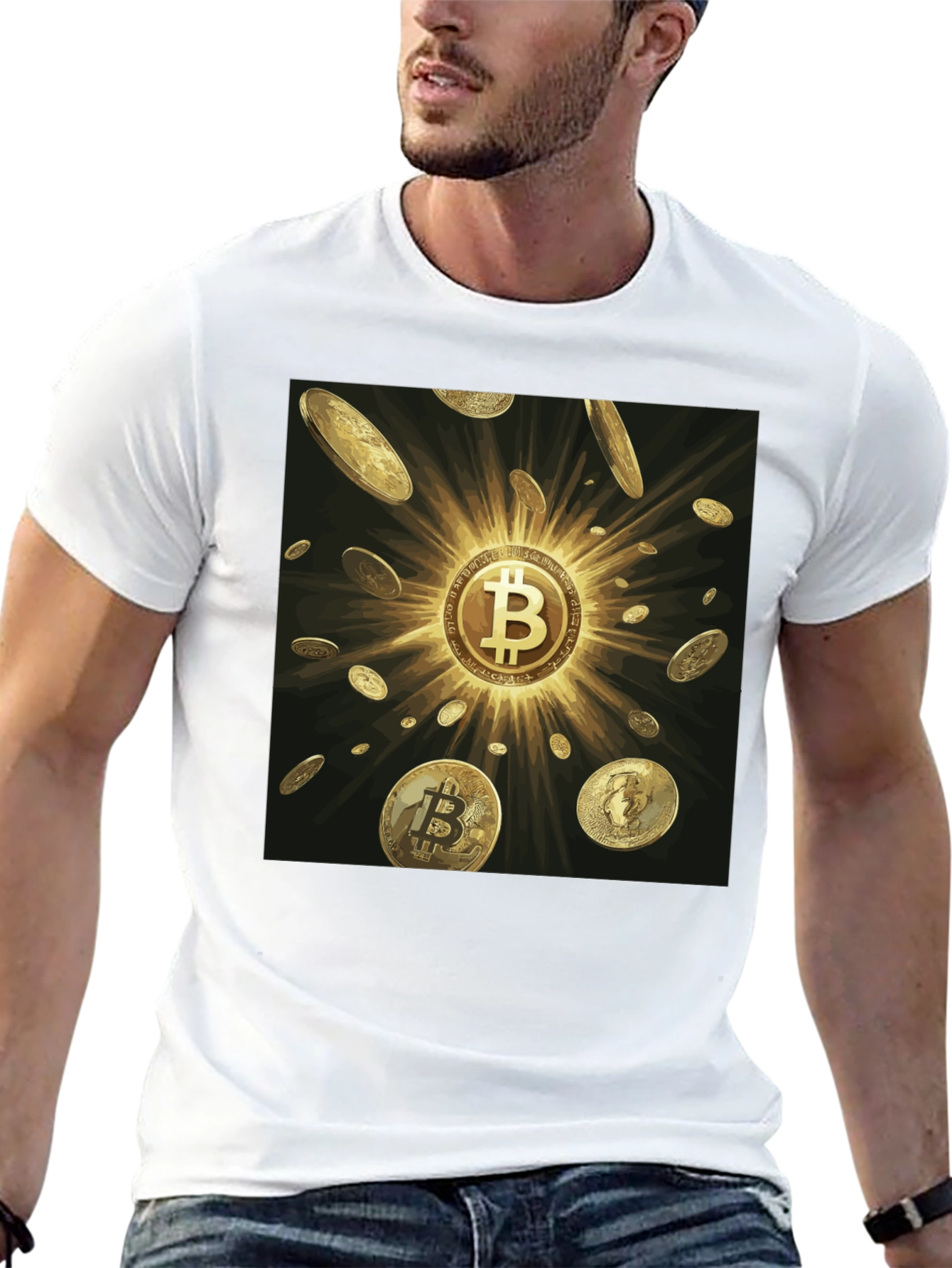 Bitcoin Golden Coins Black Tee