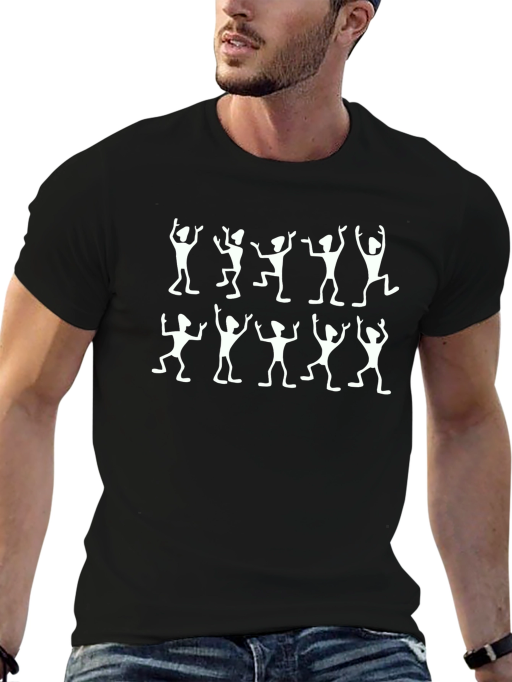 Dancing Figures Black Crew Neck T-Shirt