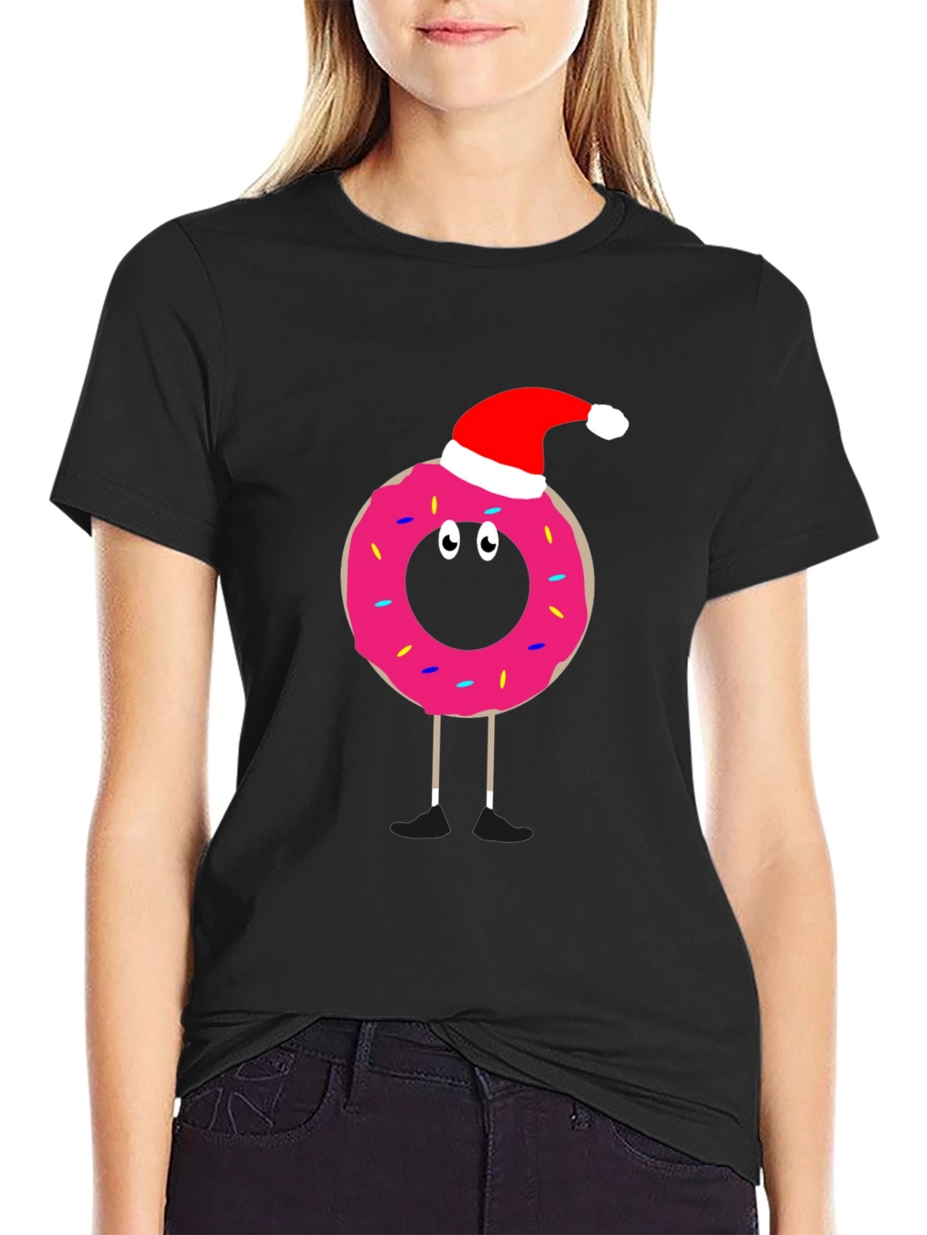 Festive Donut T-Shirt: Santa Hat Fun!