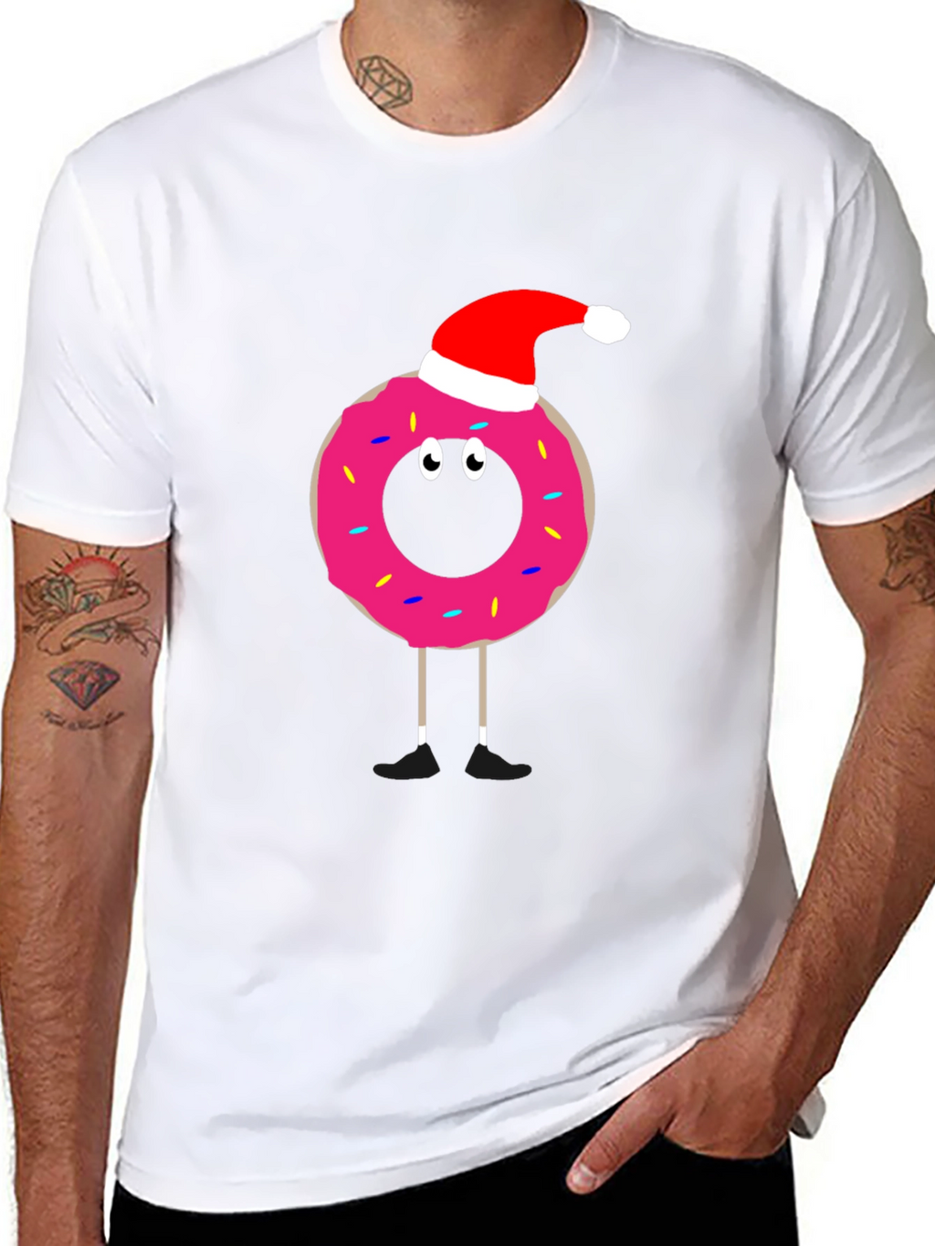Festive Donut T-Shirt: Santa Hat Fun!