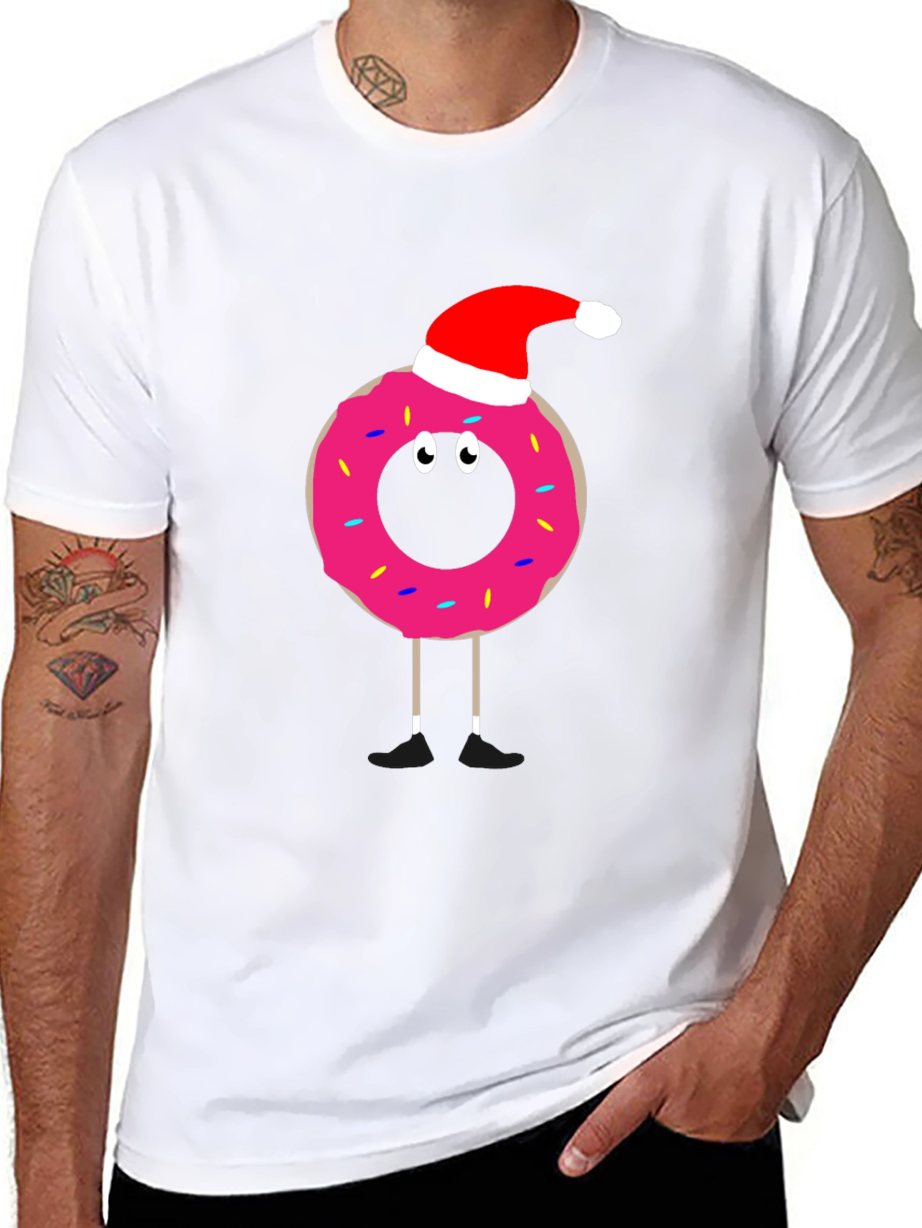Festive Donut T-Shirt: Santa Hat Fun!