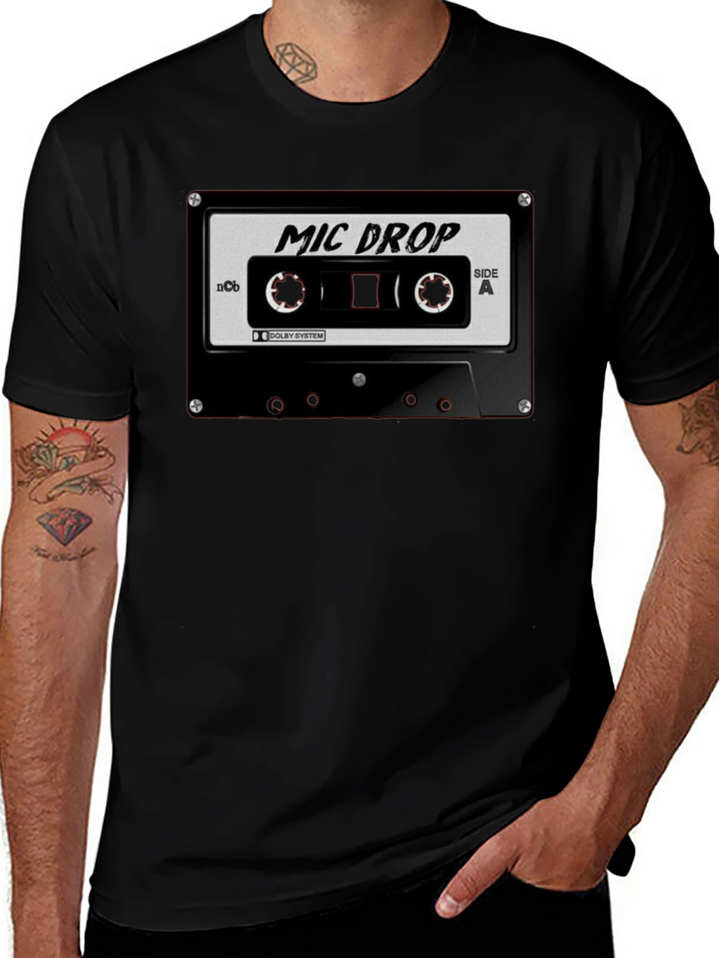 Mic Drop Cassette Tape Black T-Shirt