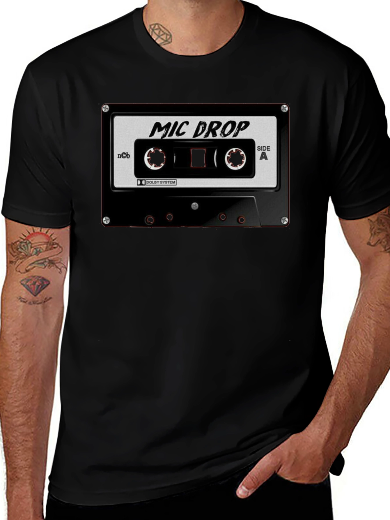 Mic Drop Cassette Tape Black T-Shirt