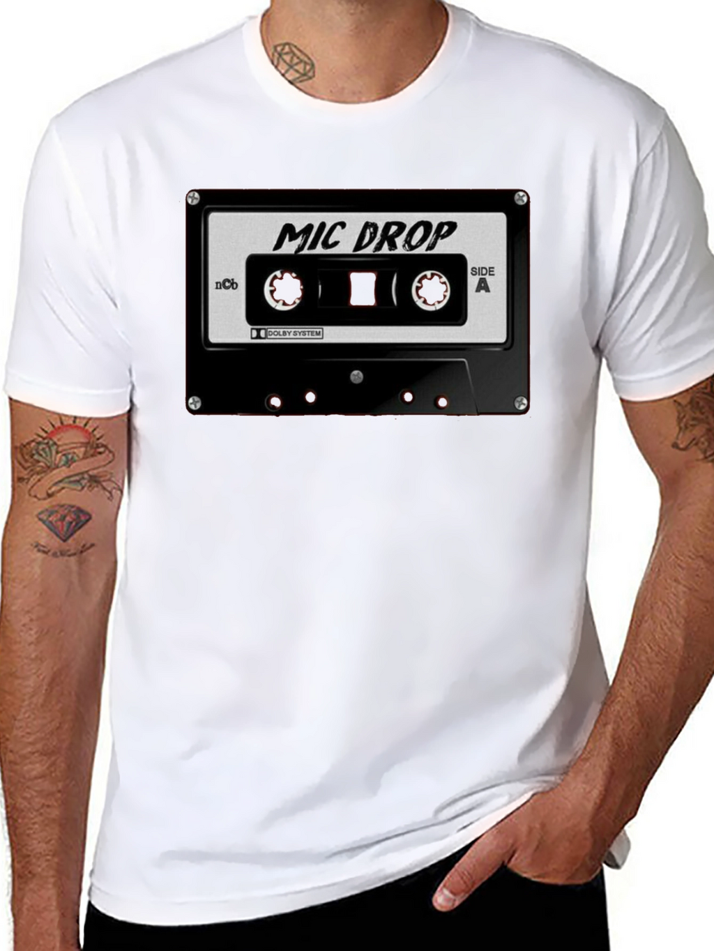 Mic Drop Cassette Tape Black T-Shirt