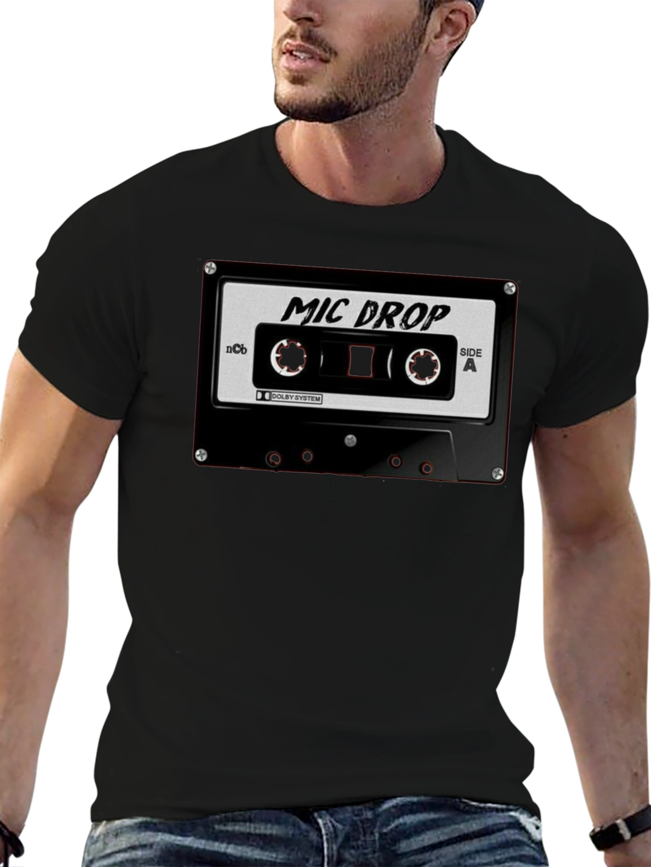 Mic Drop Cassette Tape Black T-Shirt