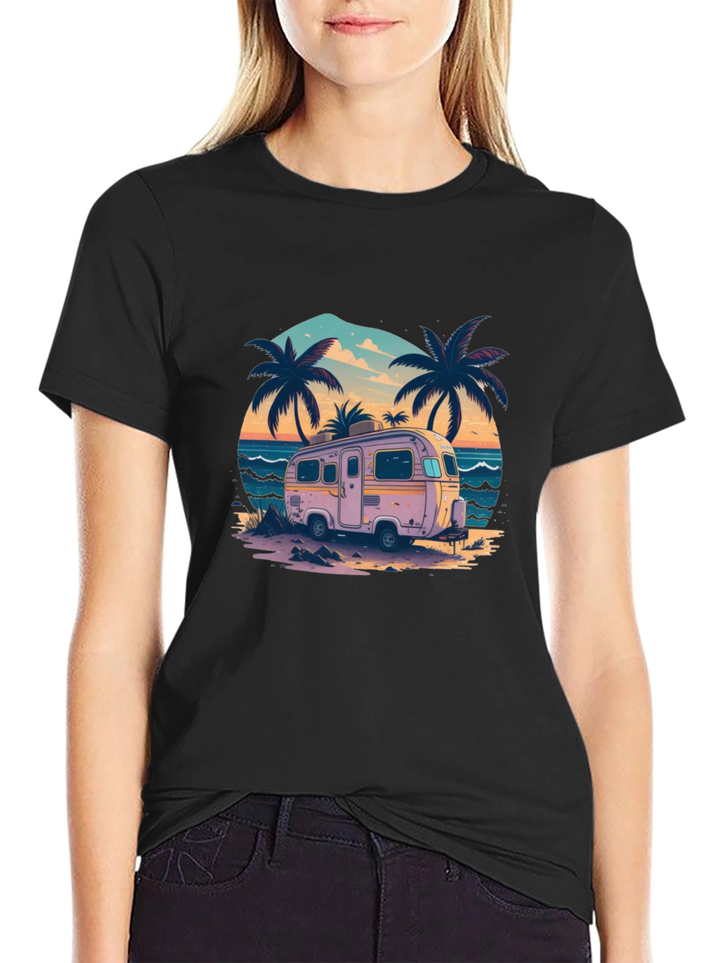Beach Camper Graphic Tee - Retro Vacation Vibes