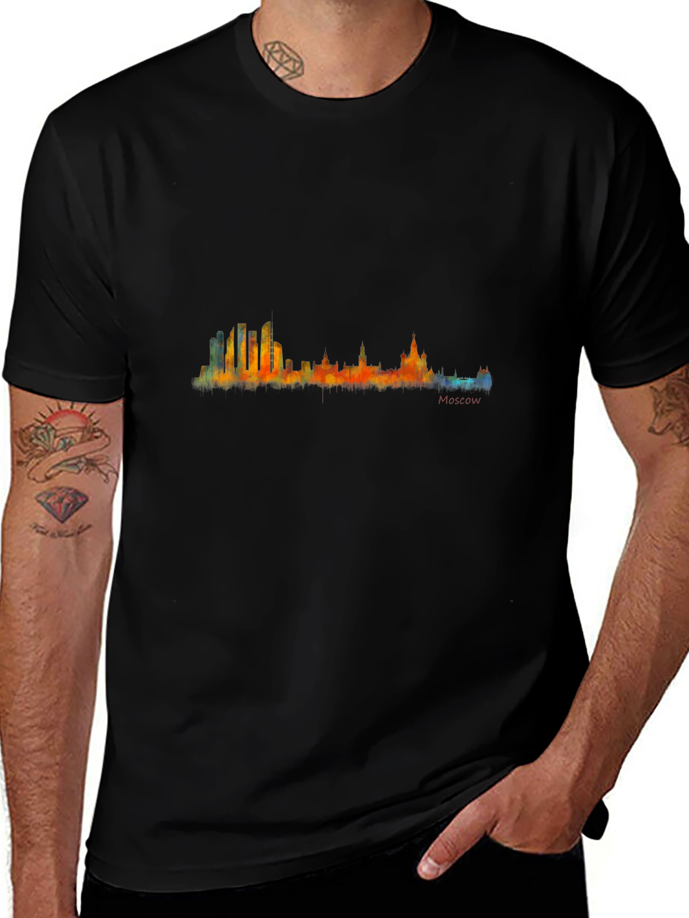 Moscow Skyline Graphic Tee - Mens Black T-Shirt