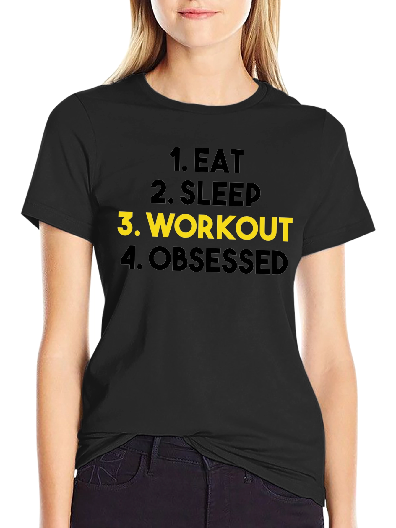 Eat Sleep Workout Obsessed Black T-Shirt
