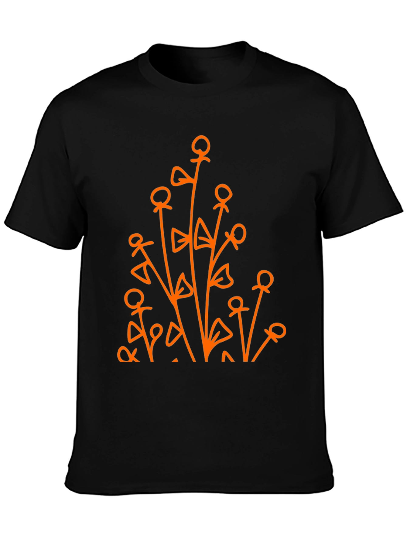 Abstract Floral Graphic Tee - Black Cotton Shirt
