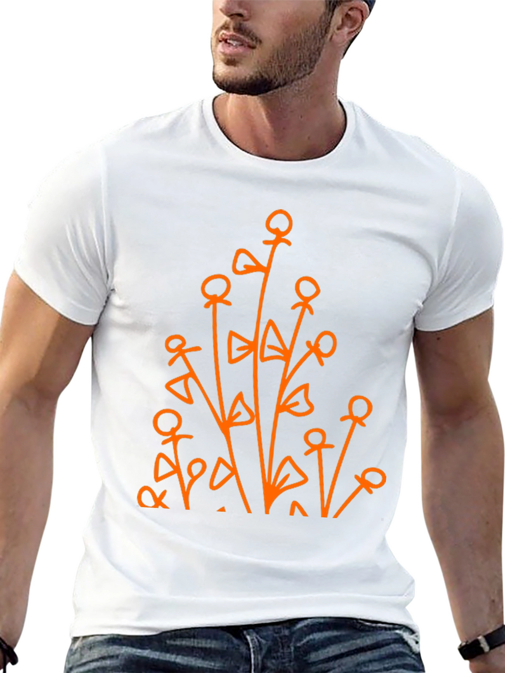 Abstract Floral Graphic Tee - Black Cotton Shirt