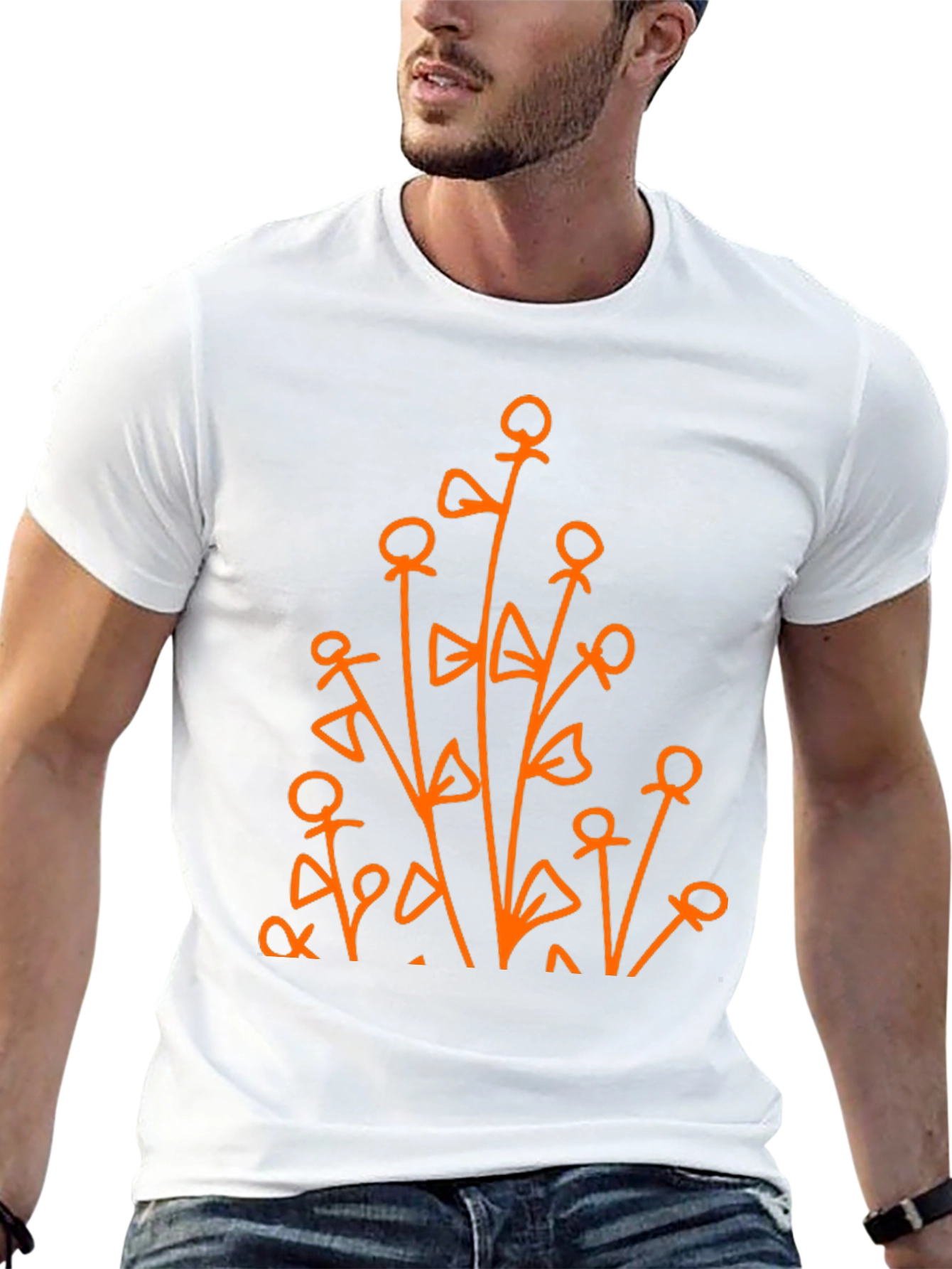 Abstract Floral Graphic Tee - Black Cotton Shirt