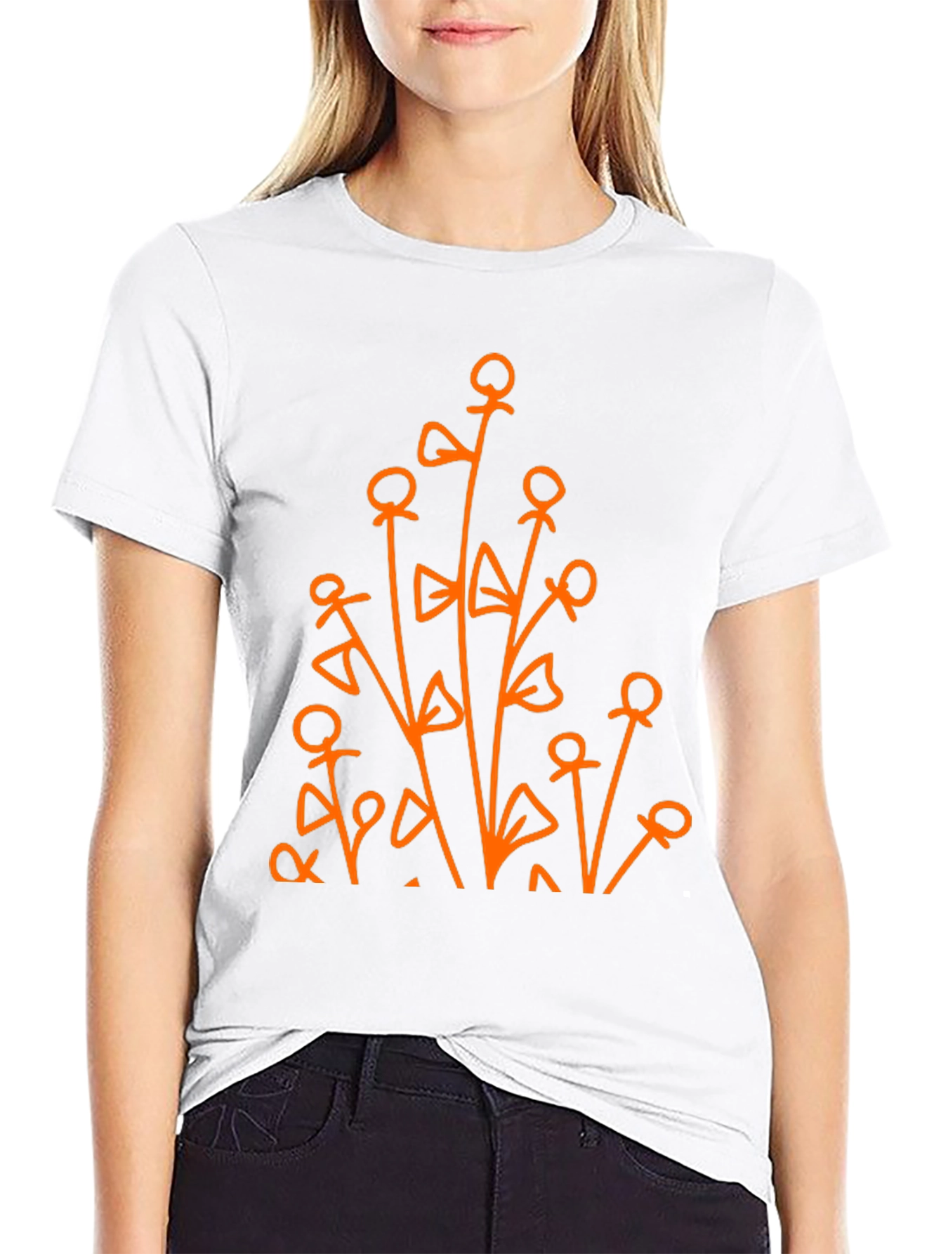 Abstract Floral Graphic Tee - Black Cotton Shirt