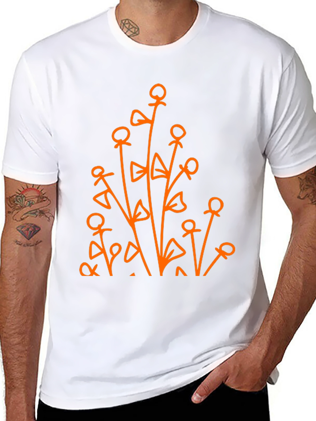 Abstract Floral Graphic Tee - Black Cotton Shirt