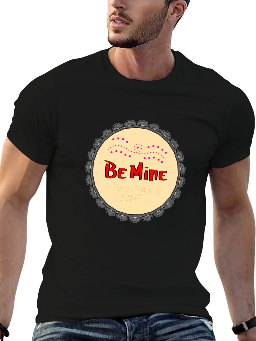 Be Mine Graphic Print Black T-Shirt
