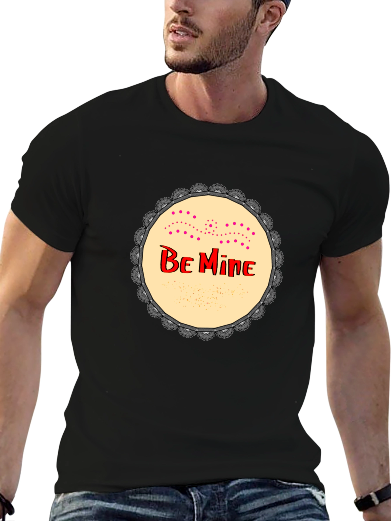 Be Mine Graphic Print Black T-Shirt
