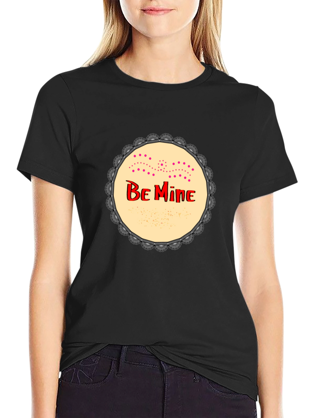 Be Mine Graphic Print Black T-Shirt