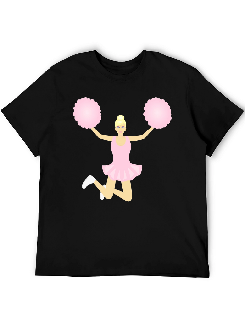 Cheerleader Graphic Tee - Black Cotton T-Shirt