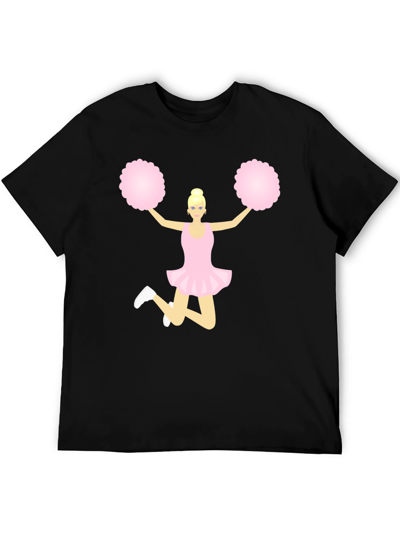 Cheerleader Graphic Tee - Black Cotton T-Shirt