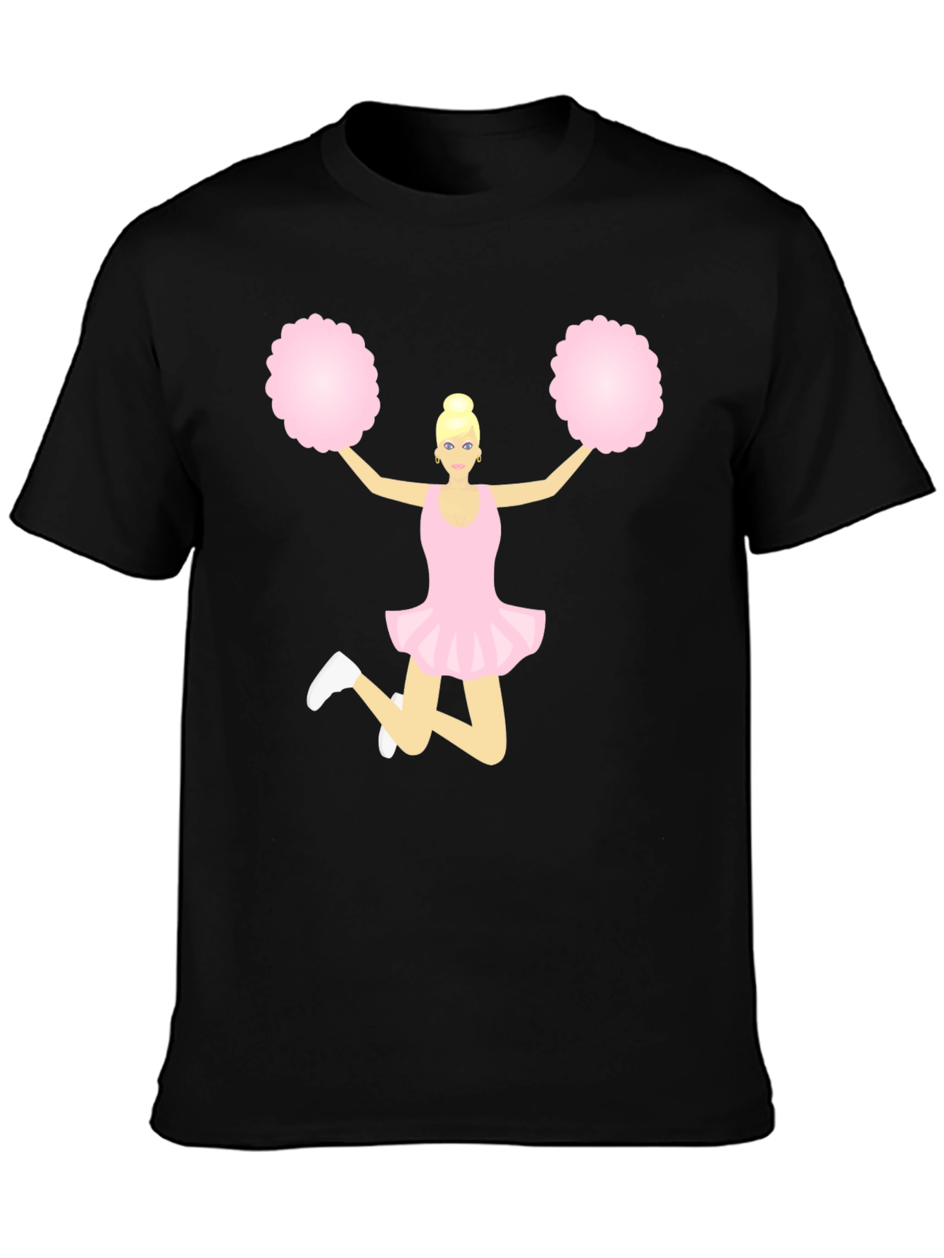 Cheerleader Graphic Tee - Black Cotton T-Shirt
