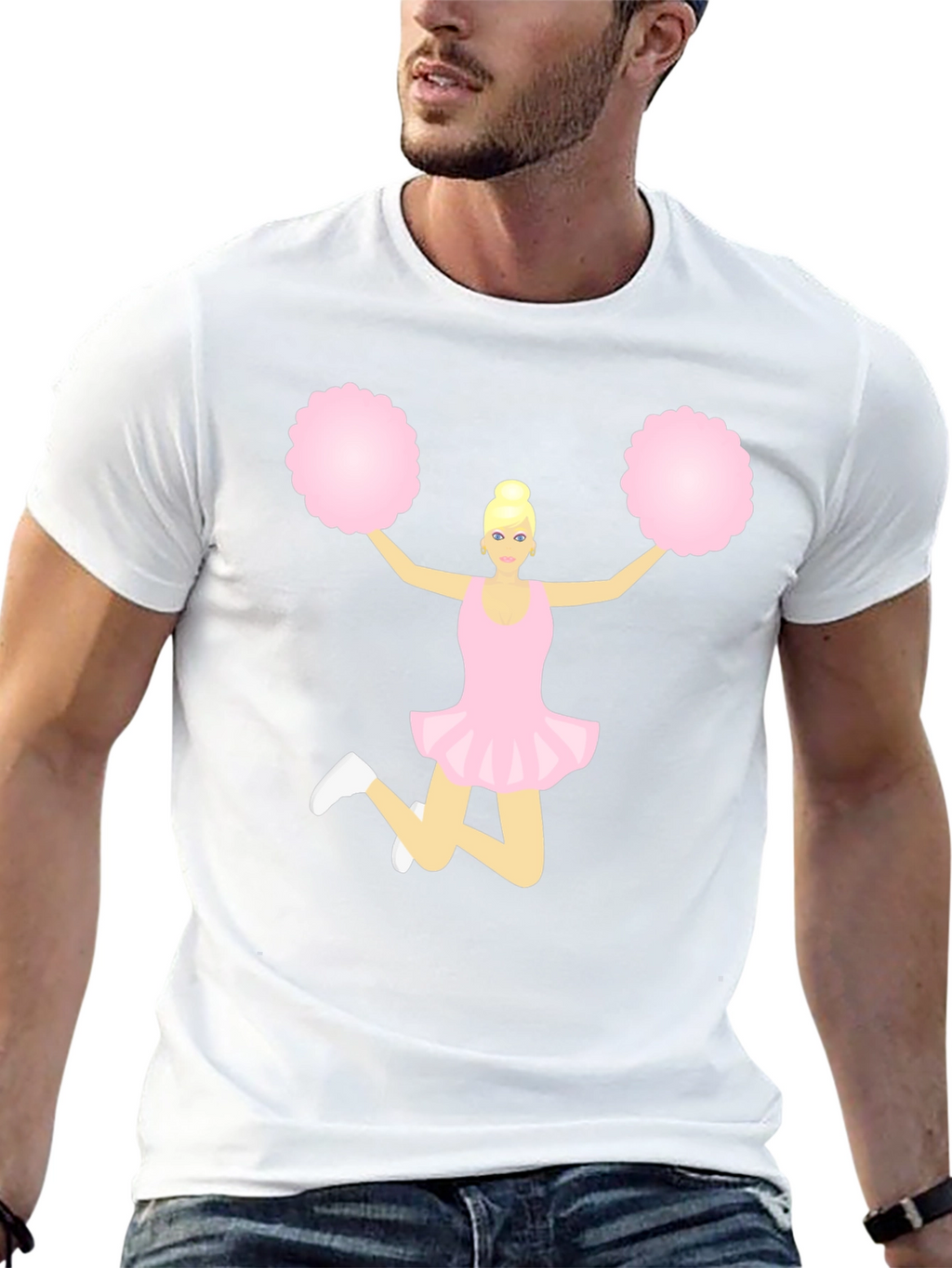 Cheerleader Graphic Tee - Black Cotton T-Shirt
