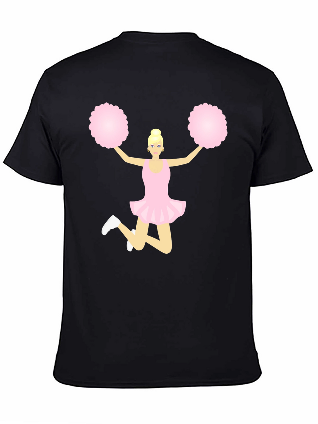 Cheerleader Graphic Tee - Black Cotton T-Shirt