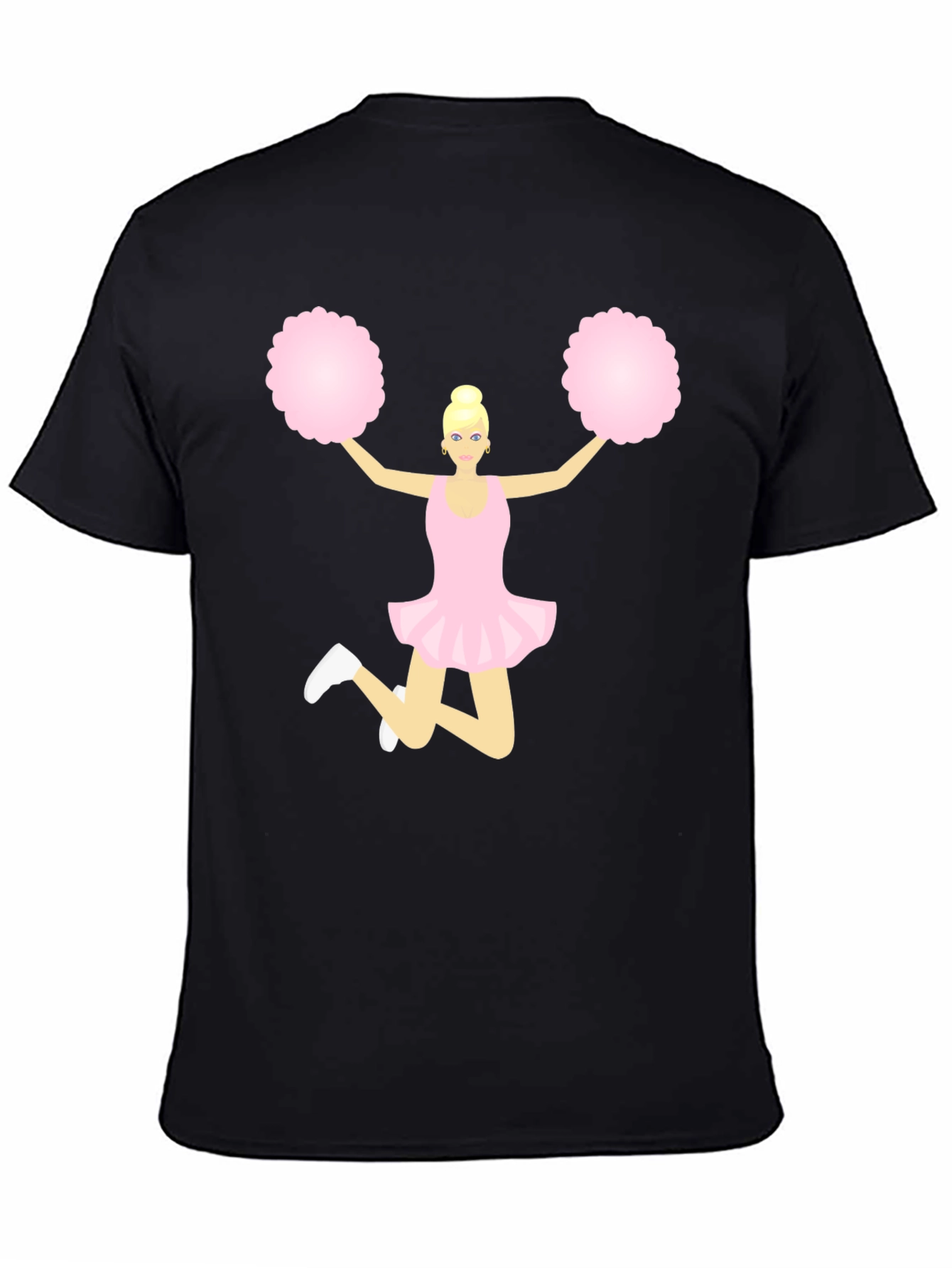 Cheerleader Graphic Tee - Black Cotton T-Shirt